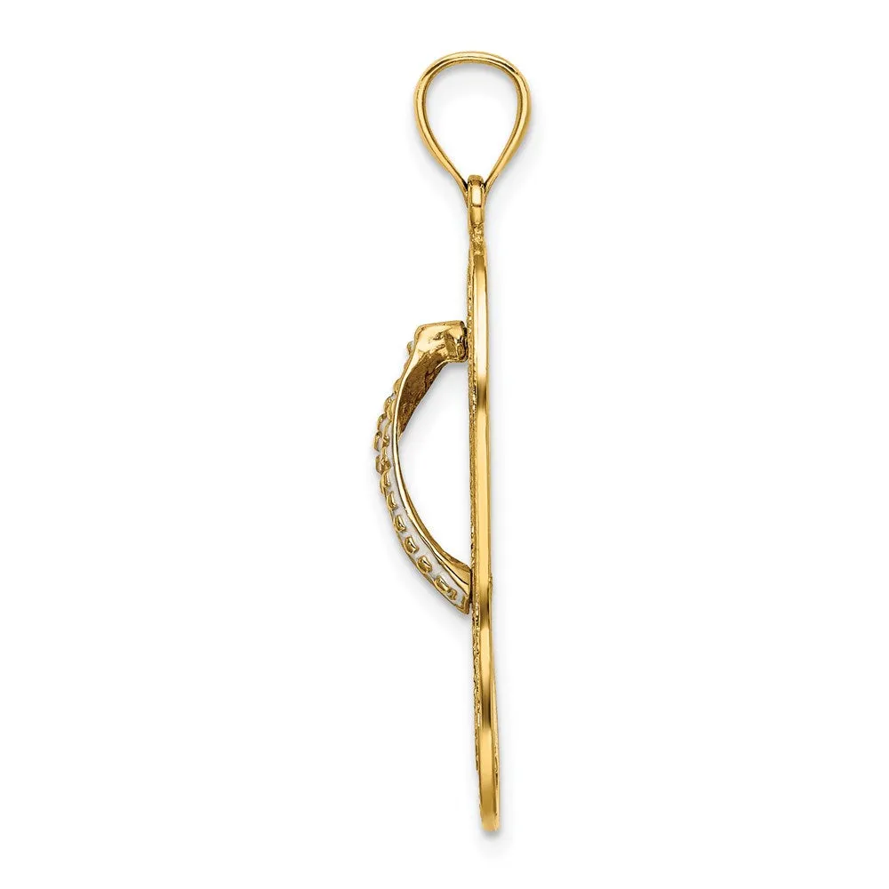 14k Yellow Gold Enamel Red Hibiscus Flower Flip-Flop Charm