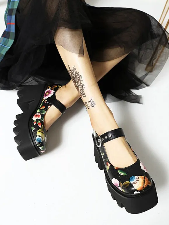 Academic Lolita Footwear Red Round Toe PU Leather Lolita Shoes
