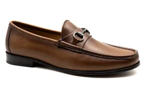 Addison Calf Leather Horse Bit Loafer in Brandy