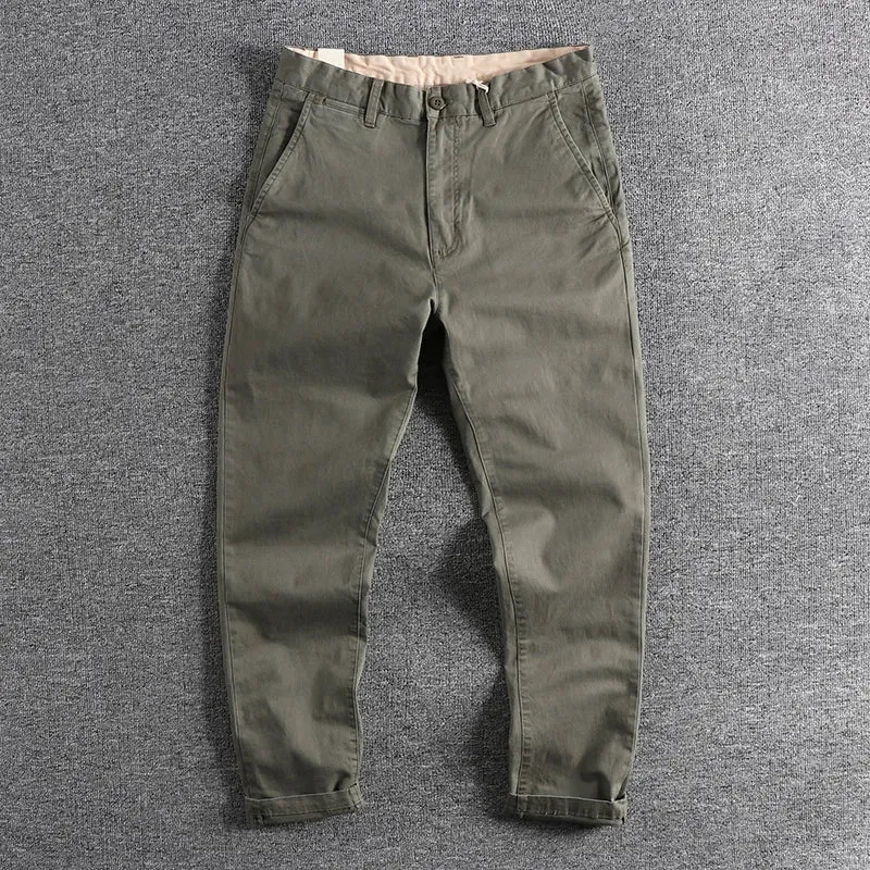 American Retro Woven Tapered Pants - Men's Fashion Washed Old Business Casual Straight Trousers