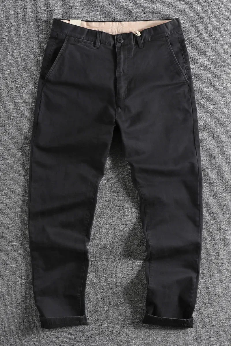 American Retro Woven Tapered Pants - Men's Fashion Washed Old Business Casual Straight Trousers