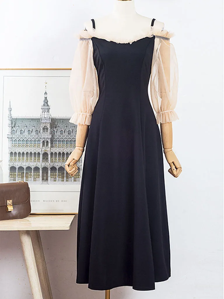 Ballet Cold Shoulder Vintage Little Black Dress