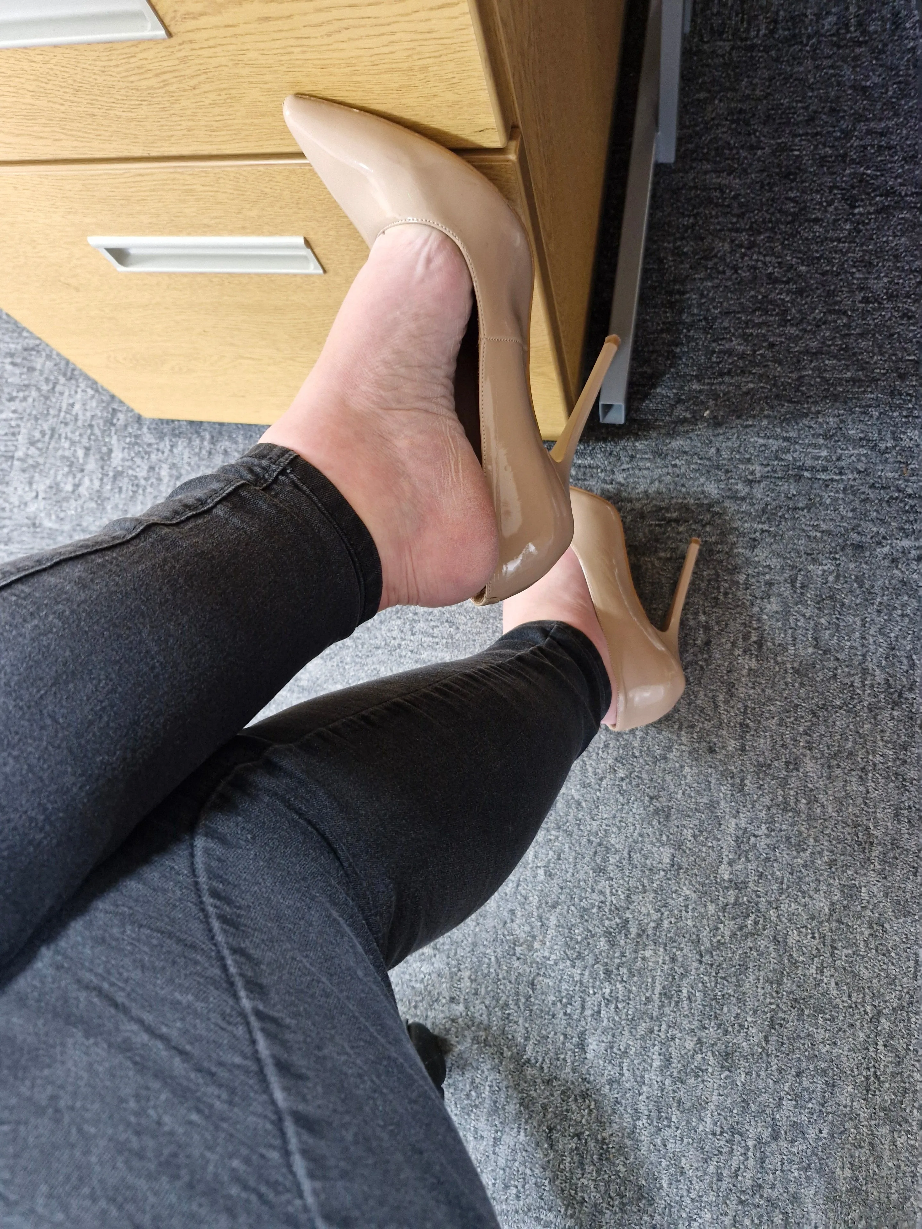 Beige Office Patent Heels / Well Worn