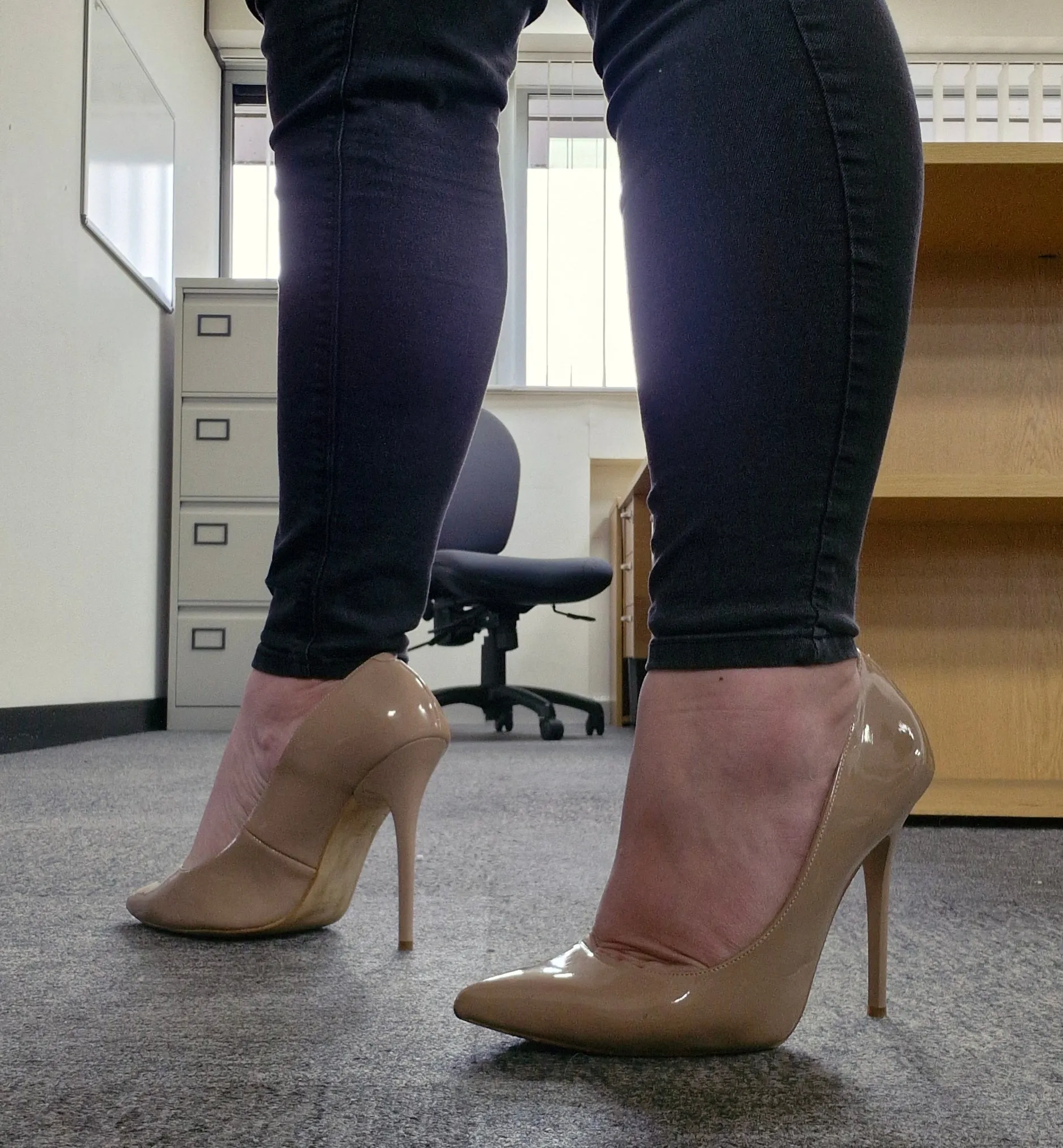 Beige Office Patent Heels / Well Worn