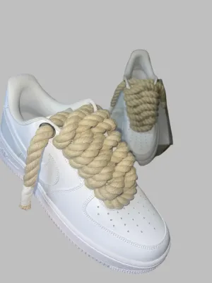 Beige rivets rope lace AF1