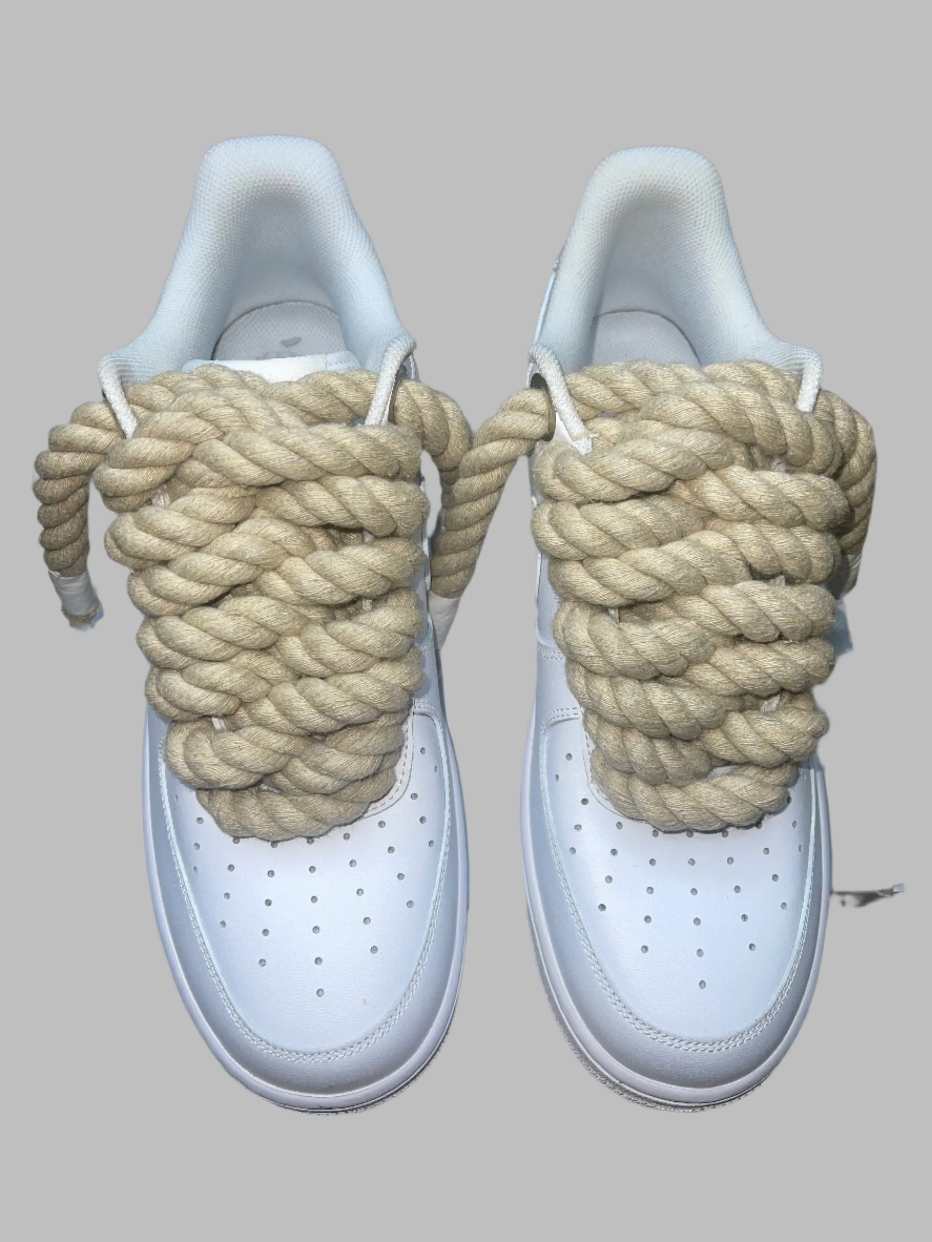 Beige rivets rope lace AF1