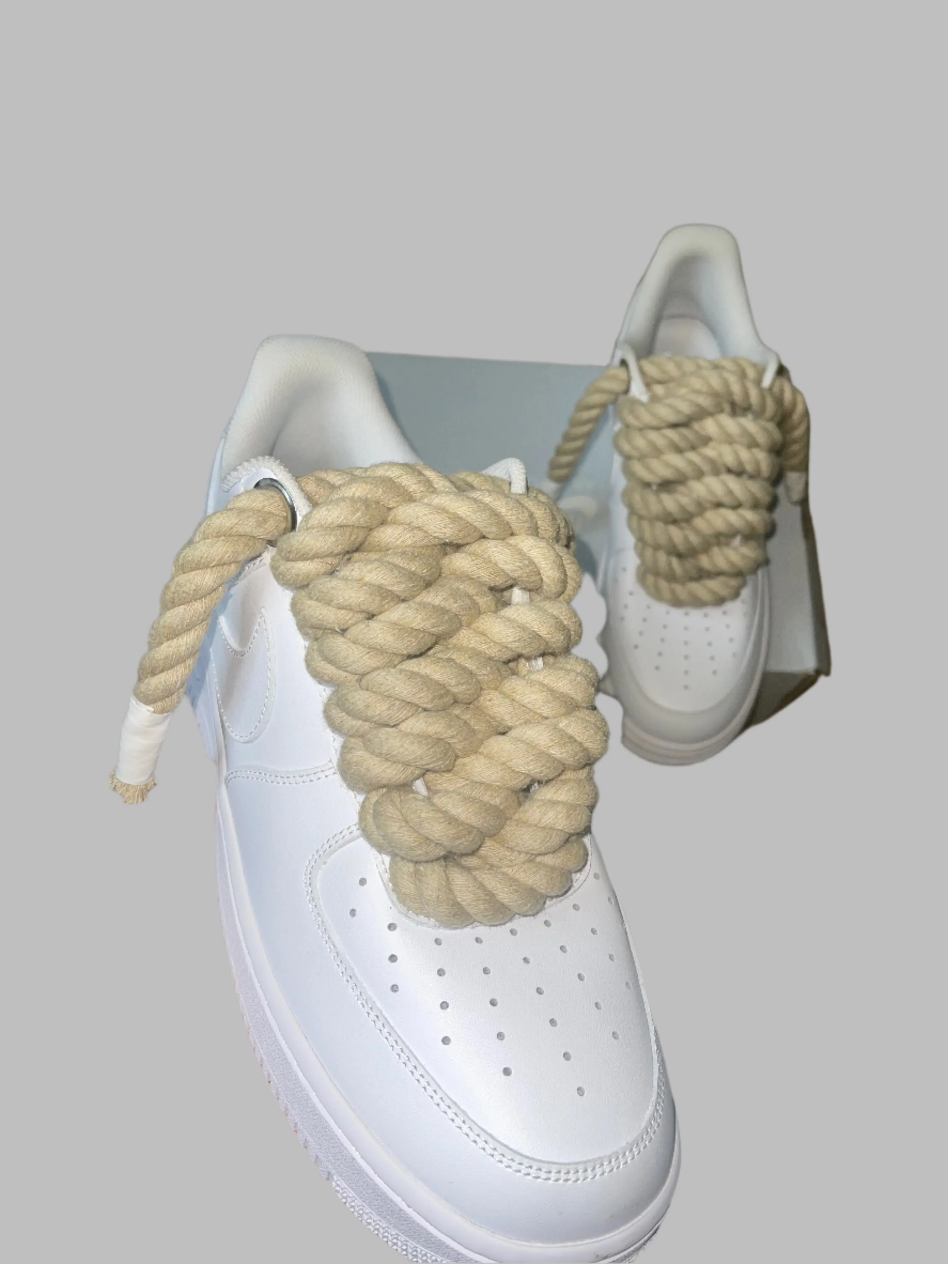 Beige rivets rope lace AF1