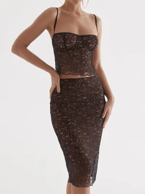 Black Lace Midi Skirt