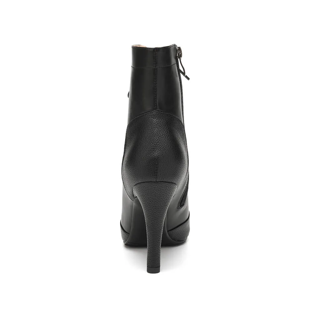 Black Lace Up Jazz High Heel Boots