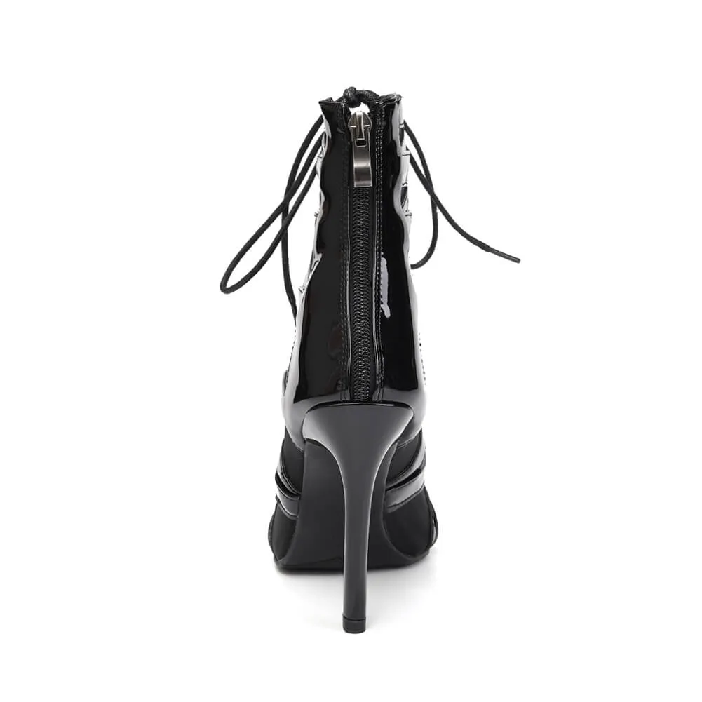 Black Lace-up Latin Jazz Dance High Heels