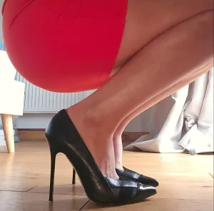 Black Patent and textured Well Worn Heels / UK5