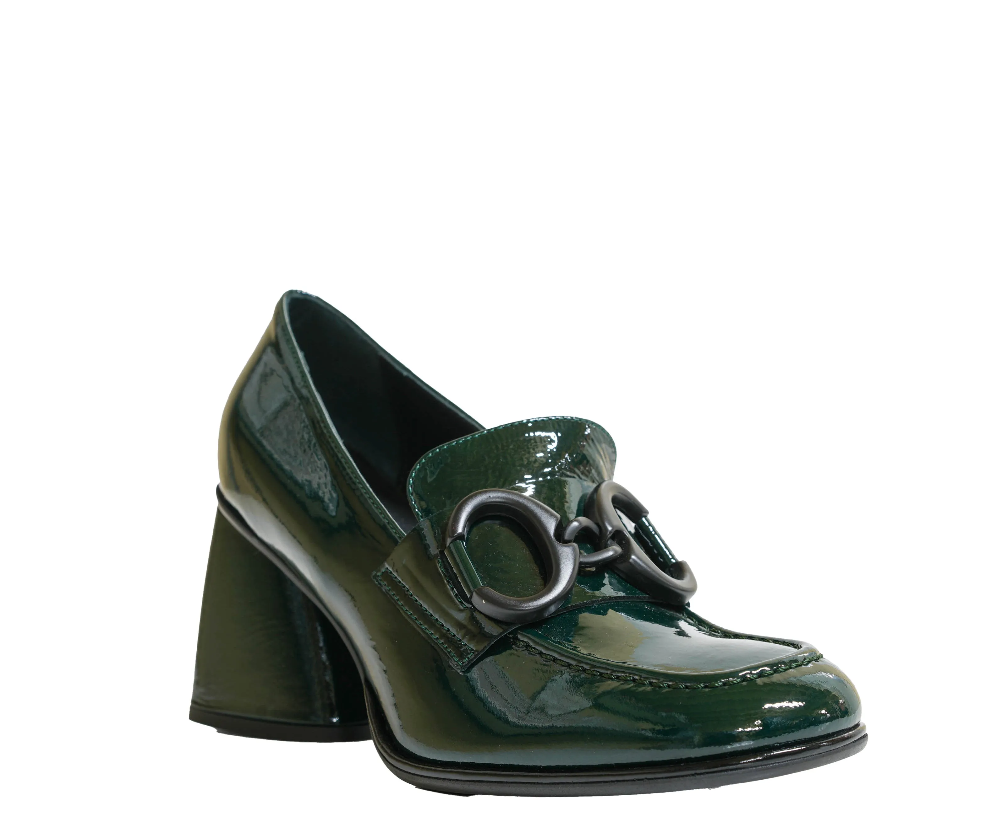Bruglia Women’s Green Patent Leather Buckle Loafer 8916 30% OFF