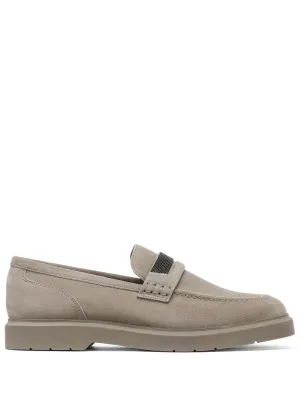 Brunello Cucinelli crystal-embellished suede loafers