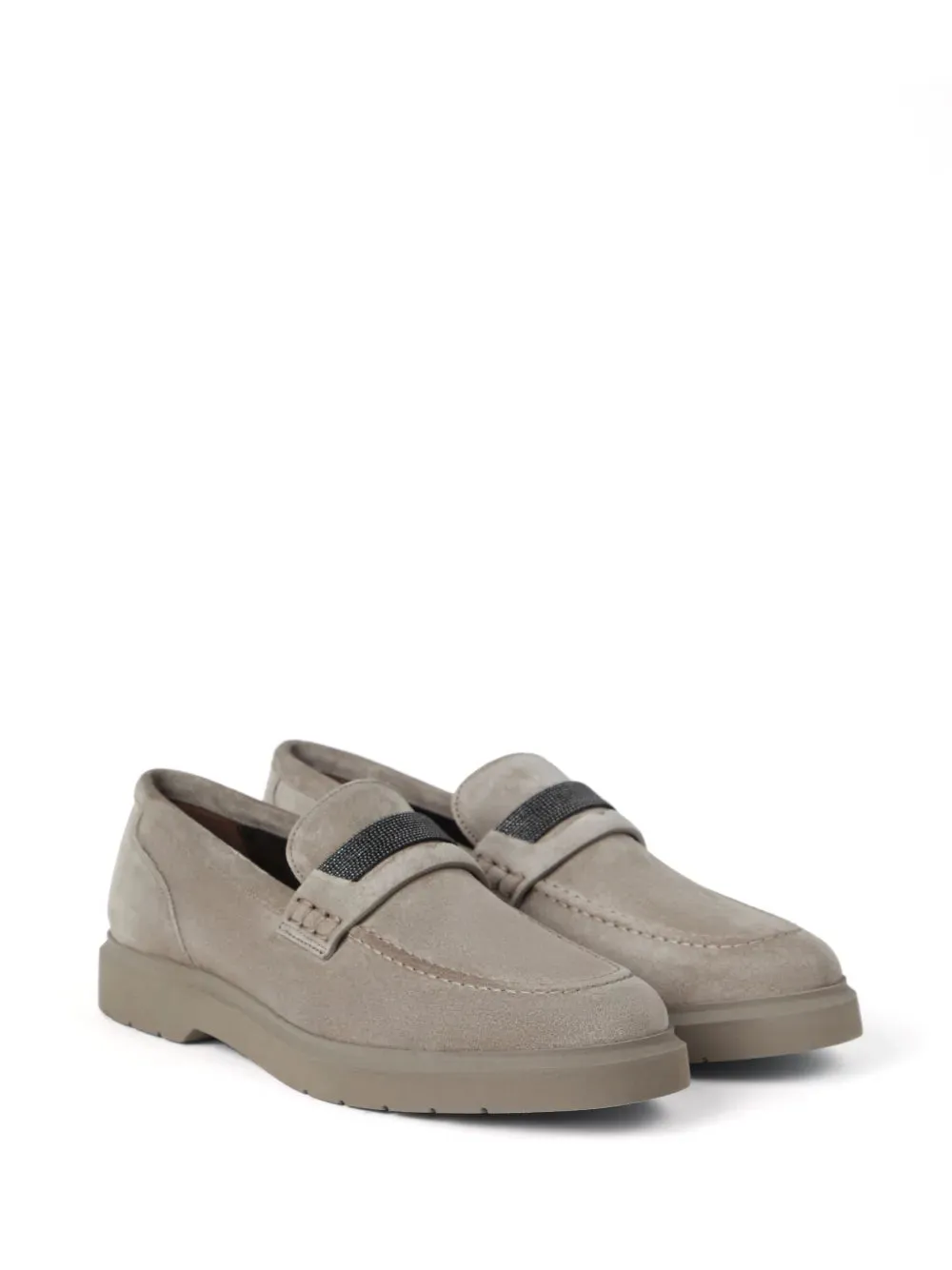 Brunello Cucinelli crystal-embellished suede loafers