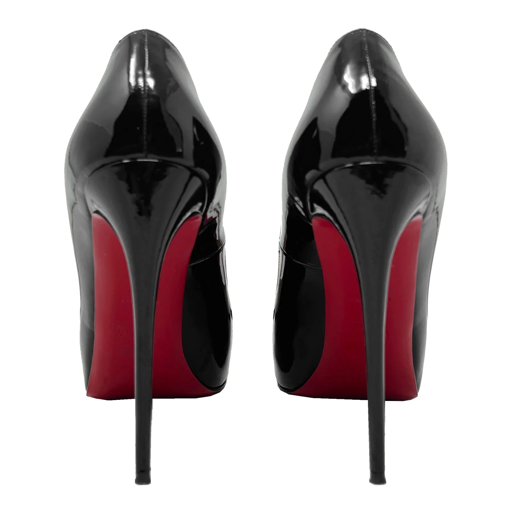 Christian Louboutin New Very Prive Black Patent Peep Toe Pumps Size EU 39.5