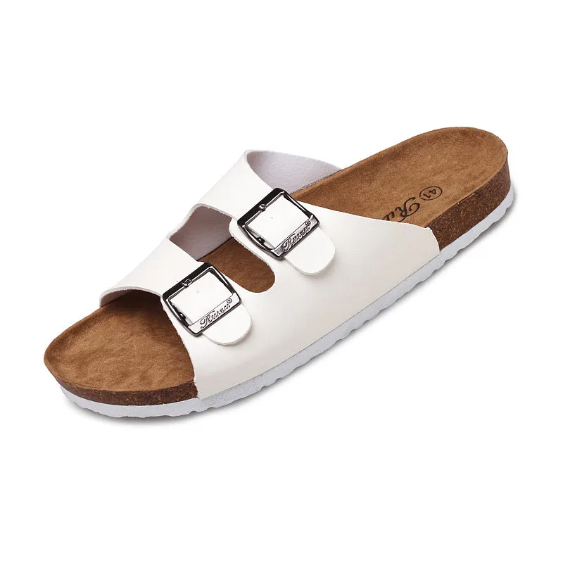 Cross border Couple Cork Men's Slippers Summer Feet Clamping Slippers Beach Sandals Slippers Korean Edition Tidal Sandals Casual Slippers