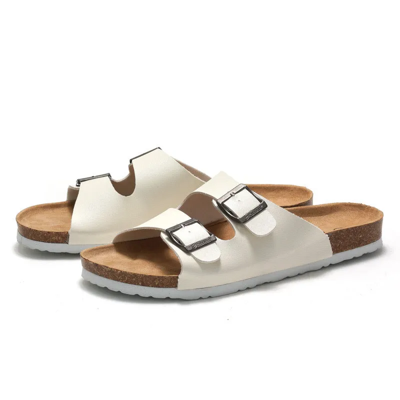 Cross border Couple Cork Men's Slippers Summer Feet Clamping Slippers Beach Sandals Slippers Korean Edition Tidal Sandals Casual Slippers
