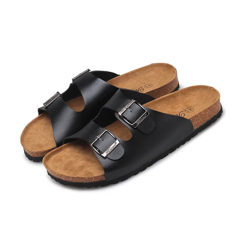 Cross border Couple Cork Men's Slippers Summer Feet Clamping Slippers Beach Sandals Slippers Korean Edition Tidal Sandals Casual Slippers