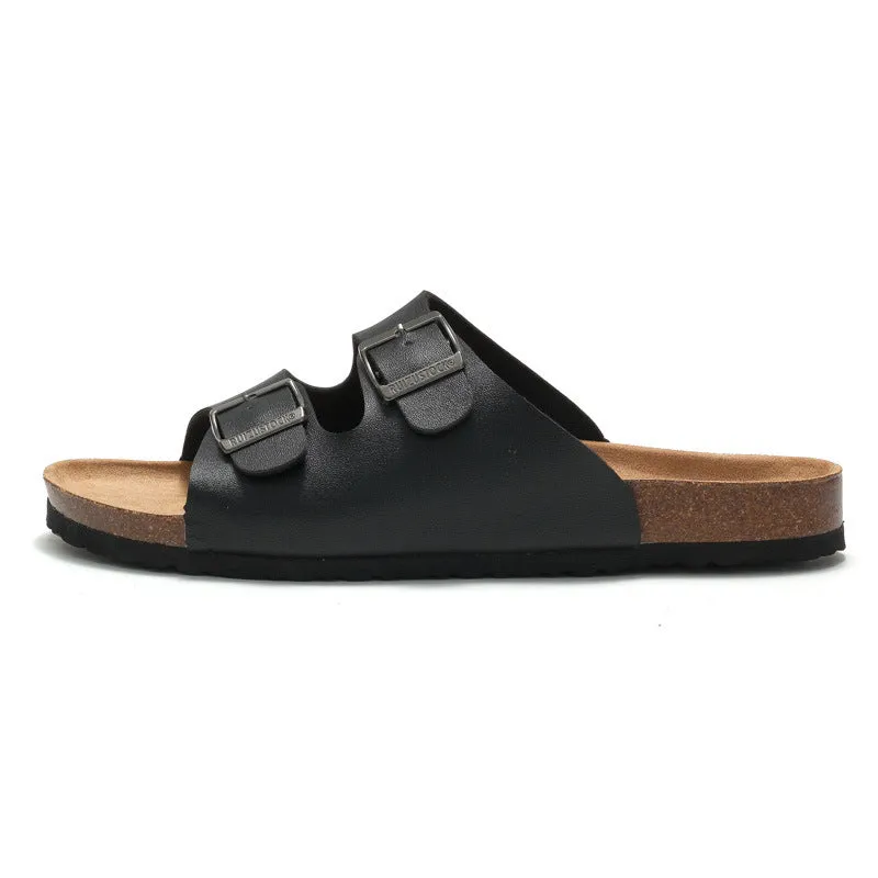 Cross border Couple Cork Men's Slippers Summer Feet Clamping Slippers Beach Sandals Slippers Korean Edition Tidal Sandals Casual Slippers