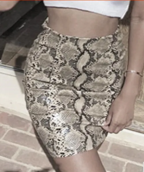 EDDA SNAKE PRINT FAUX LEATHER SKIRT