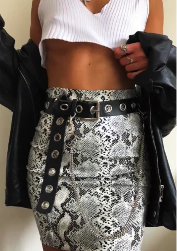 EDDA SNAKE PRINT FAUX LEATHER SKIRT
