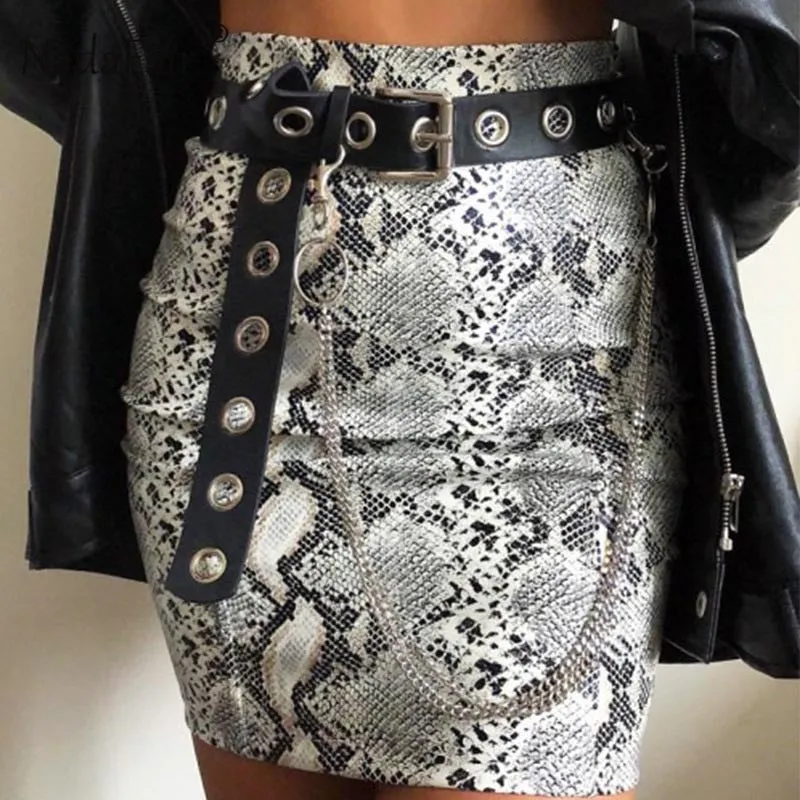 EDDA SNAKE PRINT FAUX LEATHER SKIRT