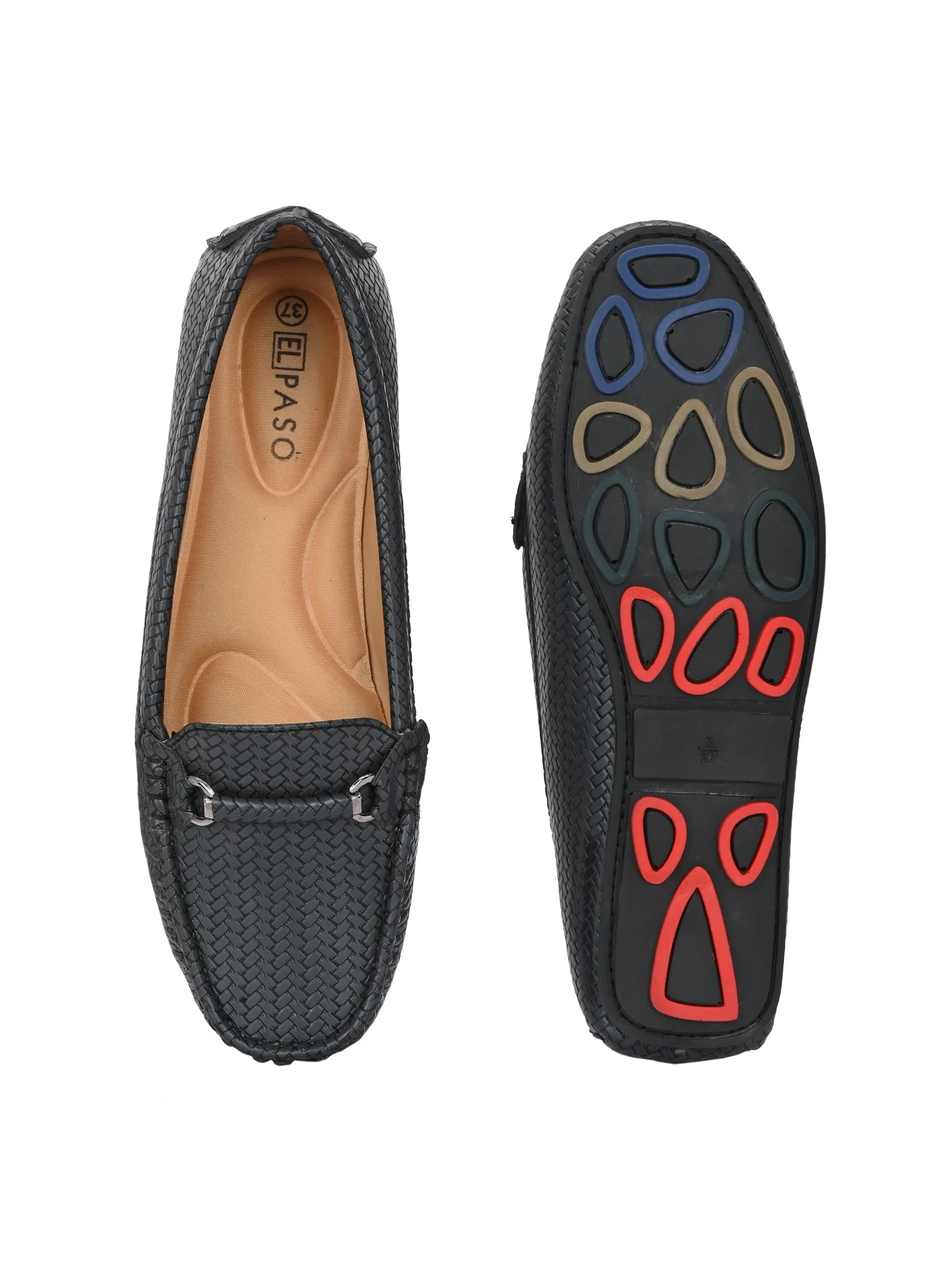 El PASO Textured Round Toe Lightweight Loafers For Women