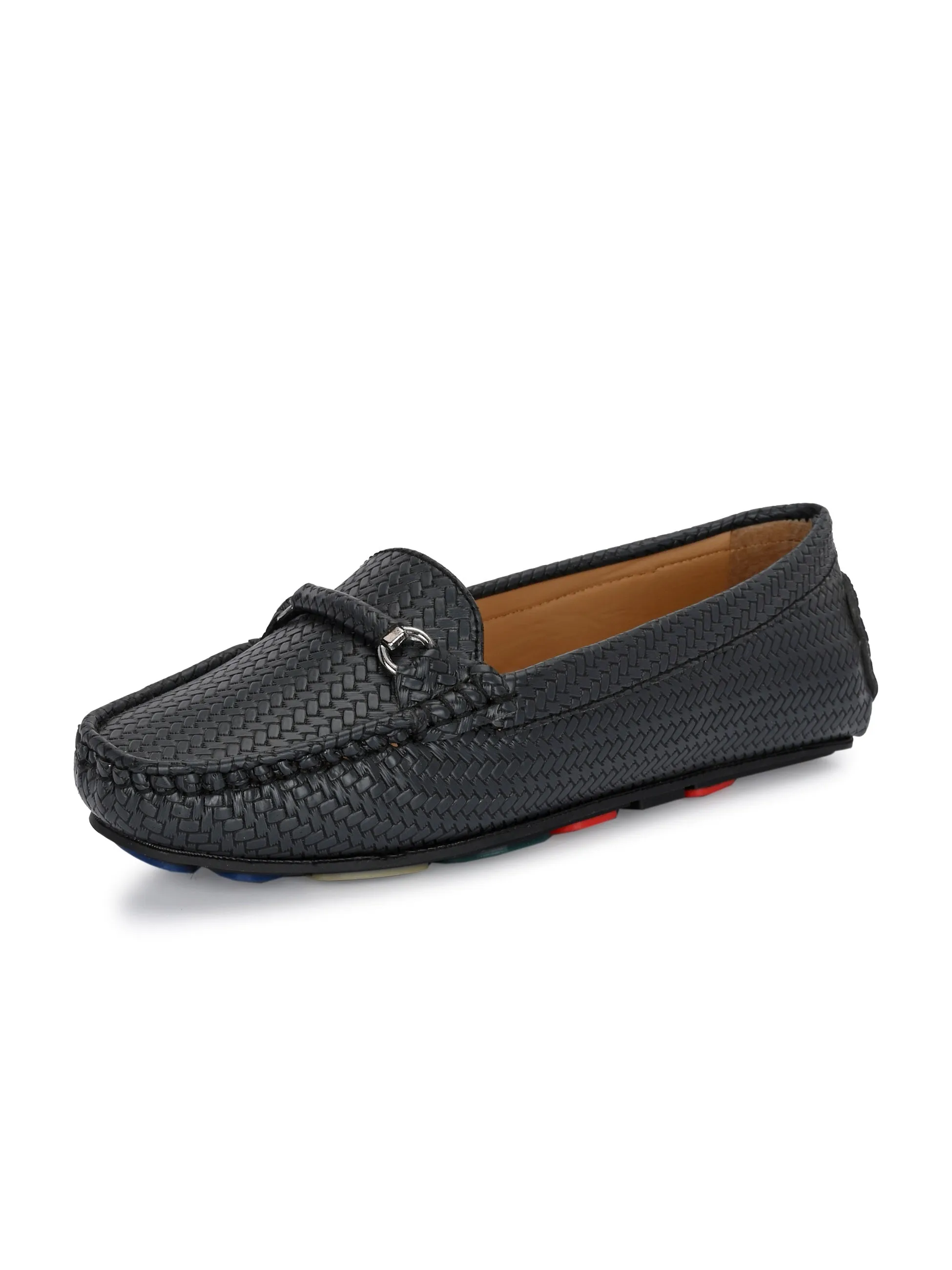 El PASO Textured Round Toe Lightweight Loafers For Women