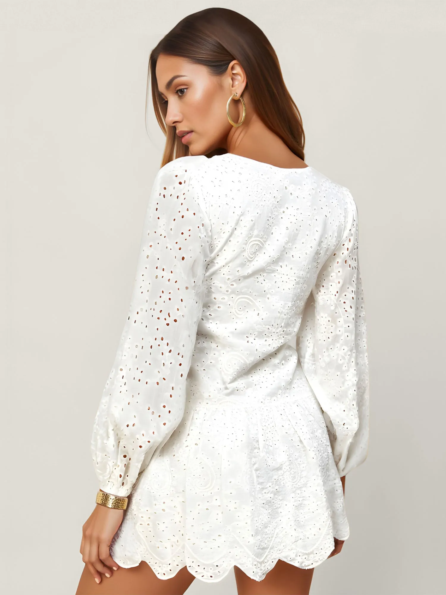 Eyelet Lace Shift Mini Sun Dress
