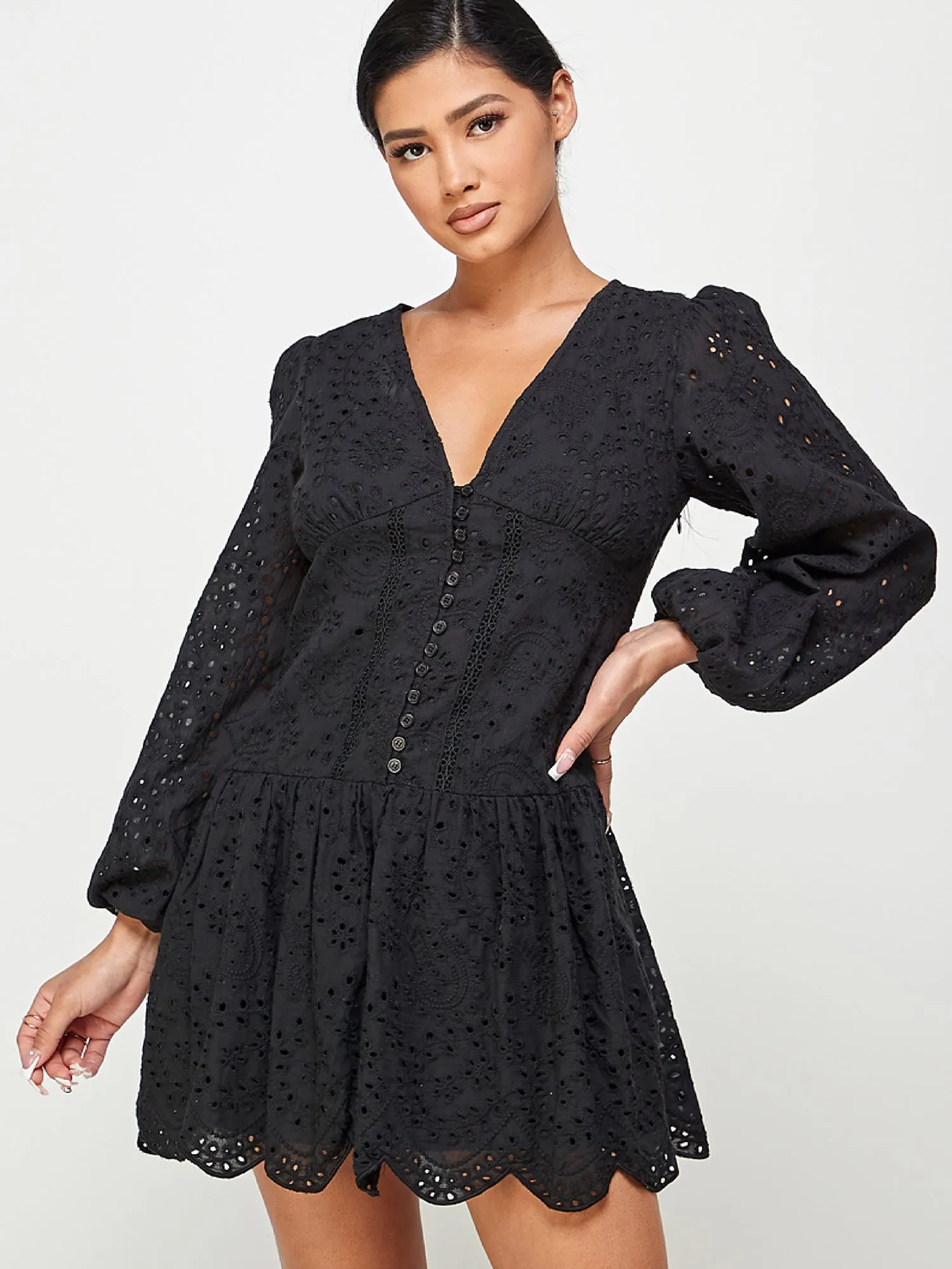 Eyelet Lace Shift Mini Sun Dress