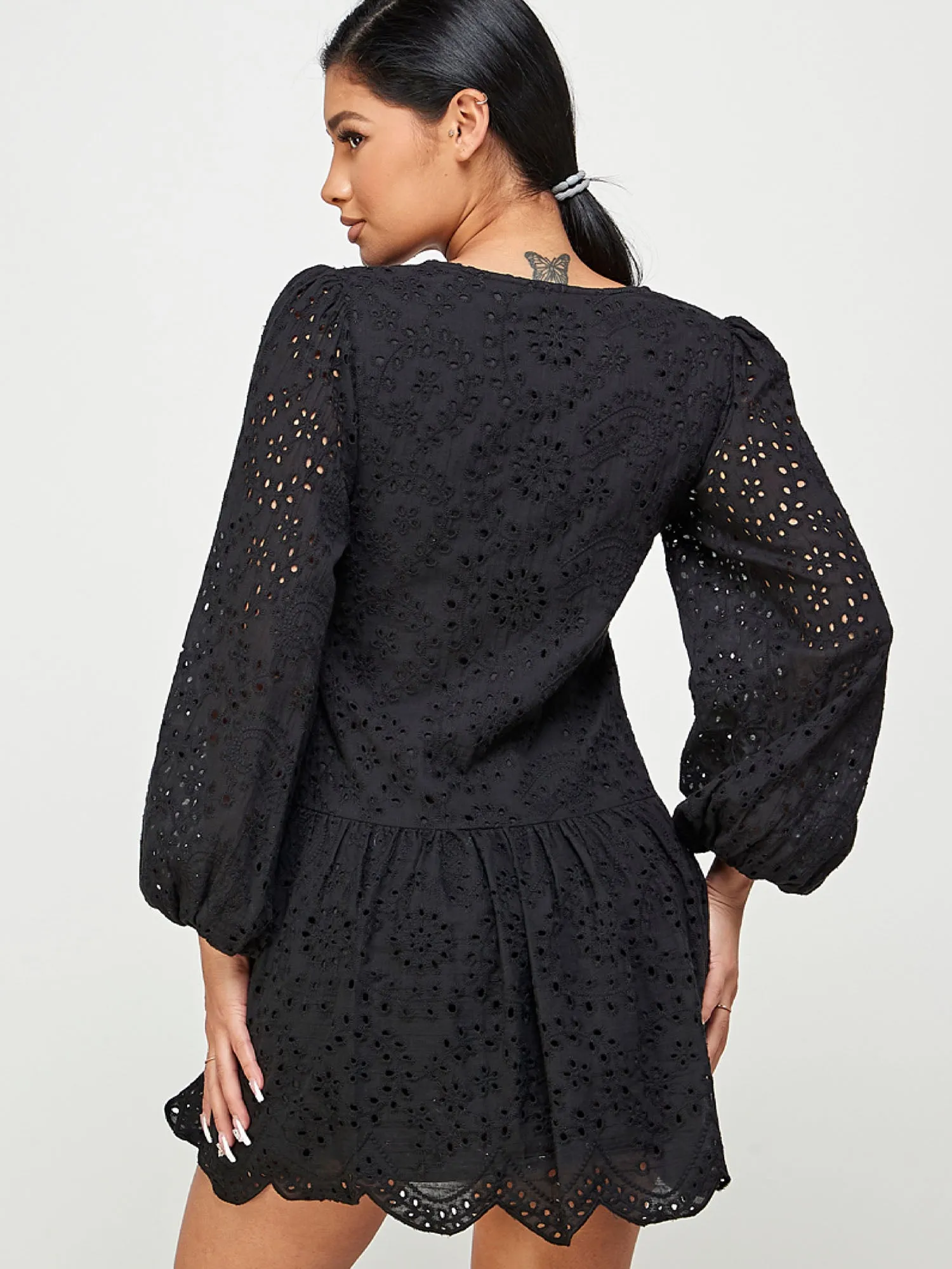 Eyelet Lace Shift Mini Sun Dress