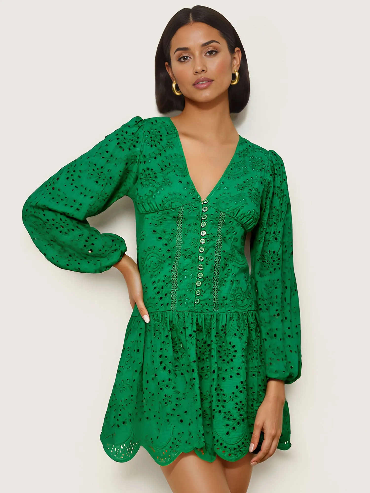 Eyelet Lace Shift Mini Sun Dress
