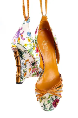 Floral Bamboo Wedge Sandal