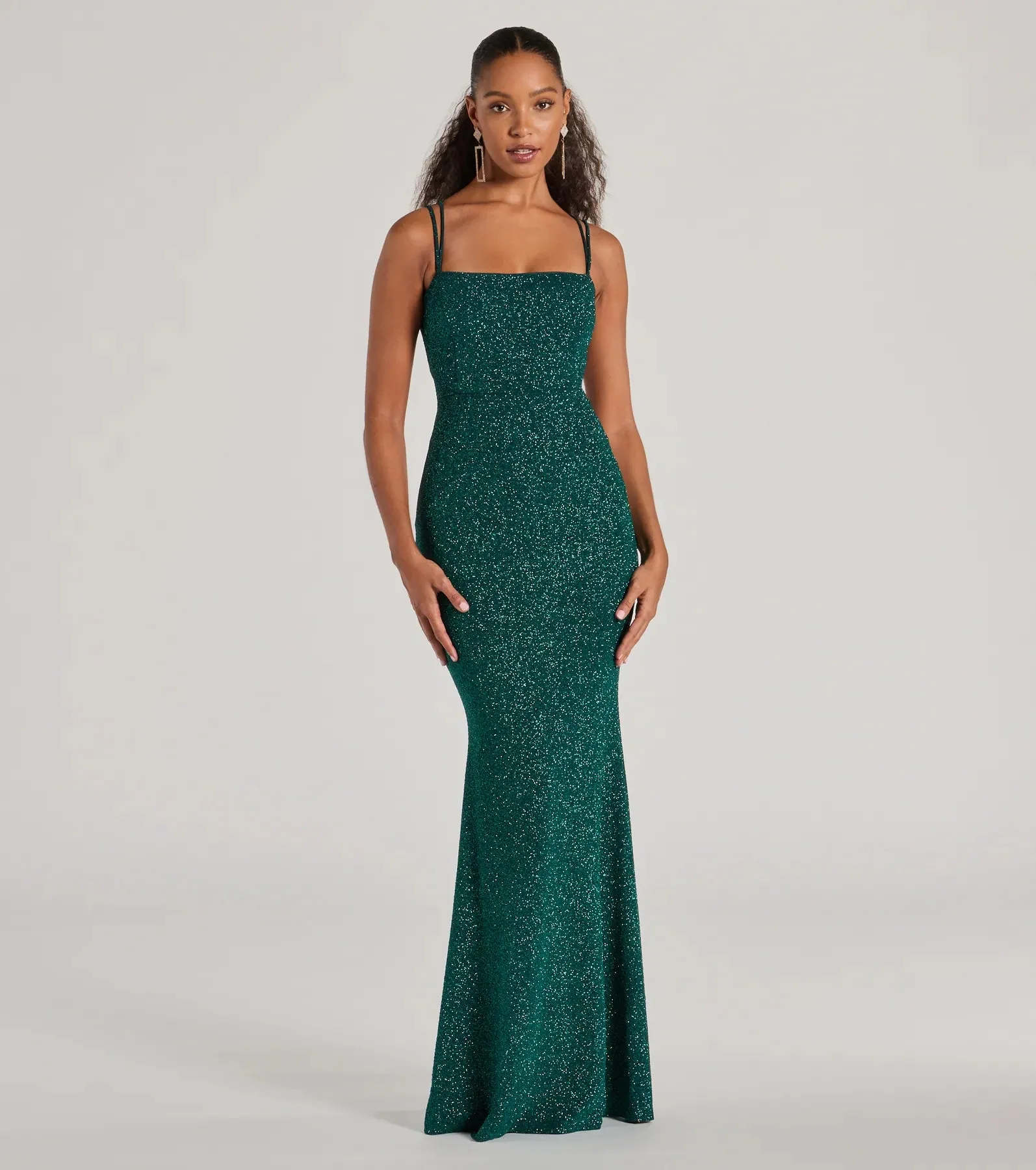 Jade Lace-Up Mermaid Glitter Formal Dress