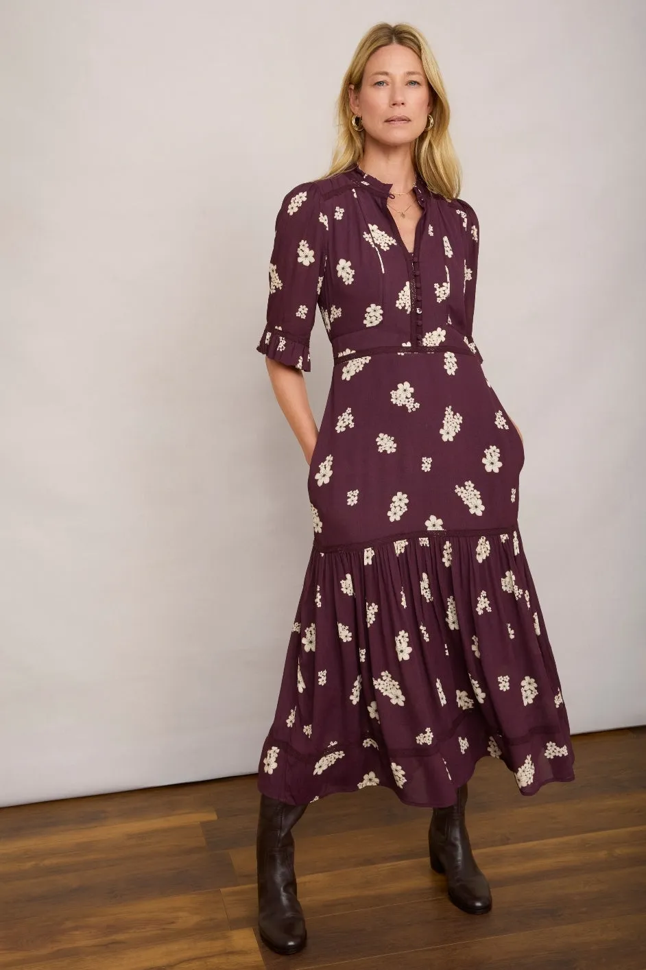 Jodi Dress - Deep Plum Floral