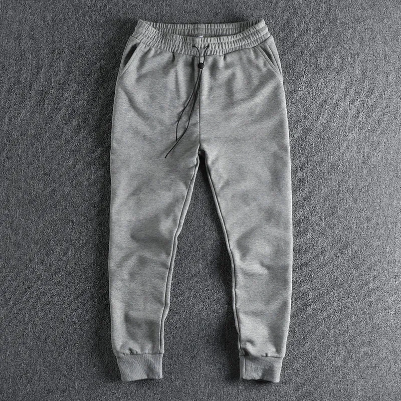 Knitted Sweatpants - Men's Simple Cotton Elastic Waist Loose Drawstring Casual Ankle-tied Pants