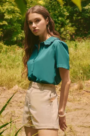 Lace Collar Button Down Shirt