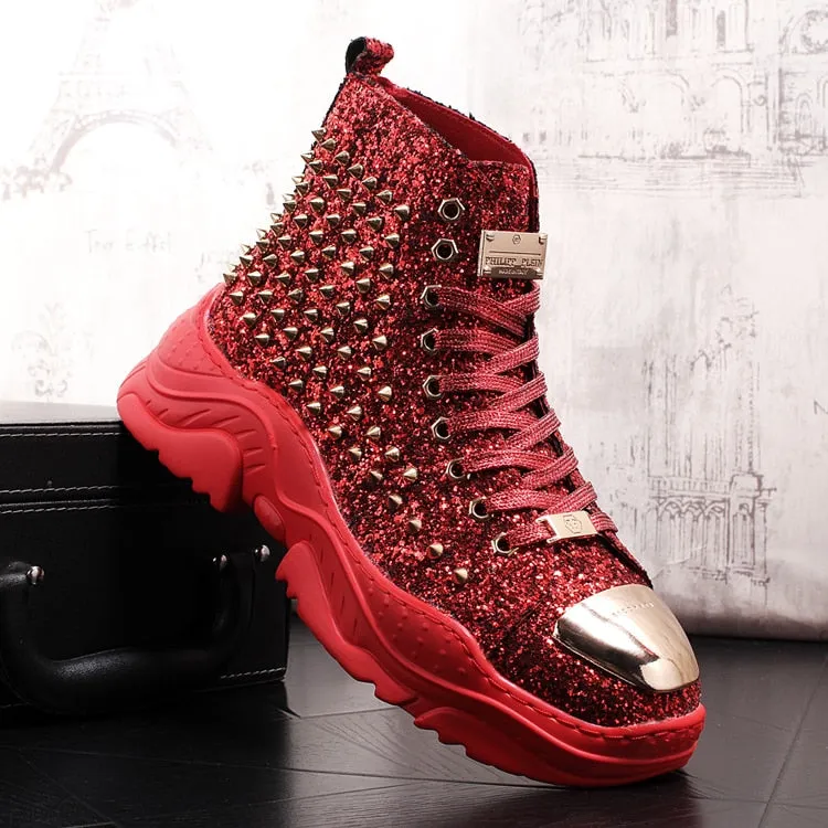 men luxury fashion prom nightclub dress soft leather rivets shoes platform motorcycle punk ankle boots zapatos de hombre autumn