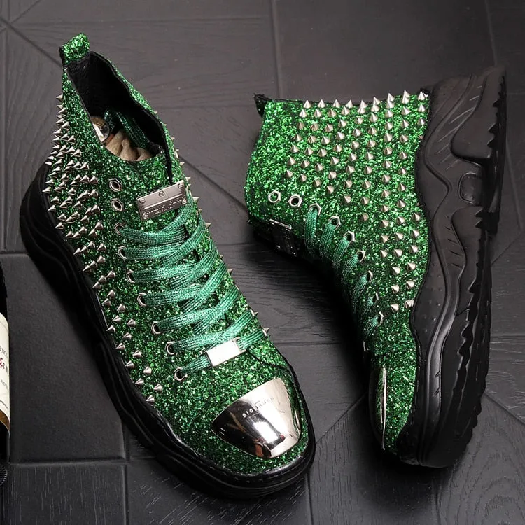 men luxury fashion prom nightclub dress soft leather rivets shoes platform motorcycle punk ankle boots zapatos de hombre autumn