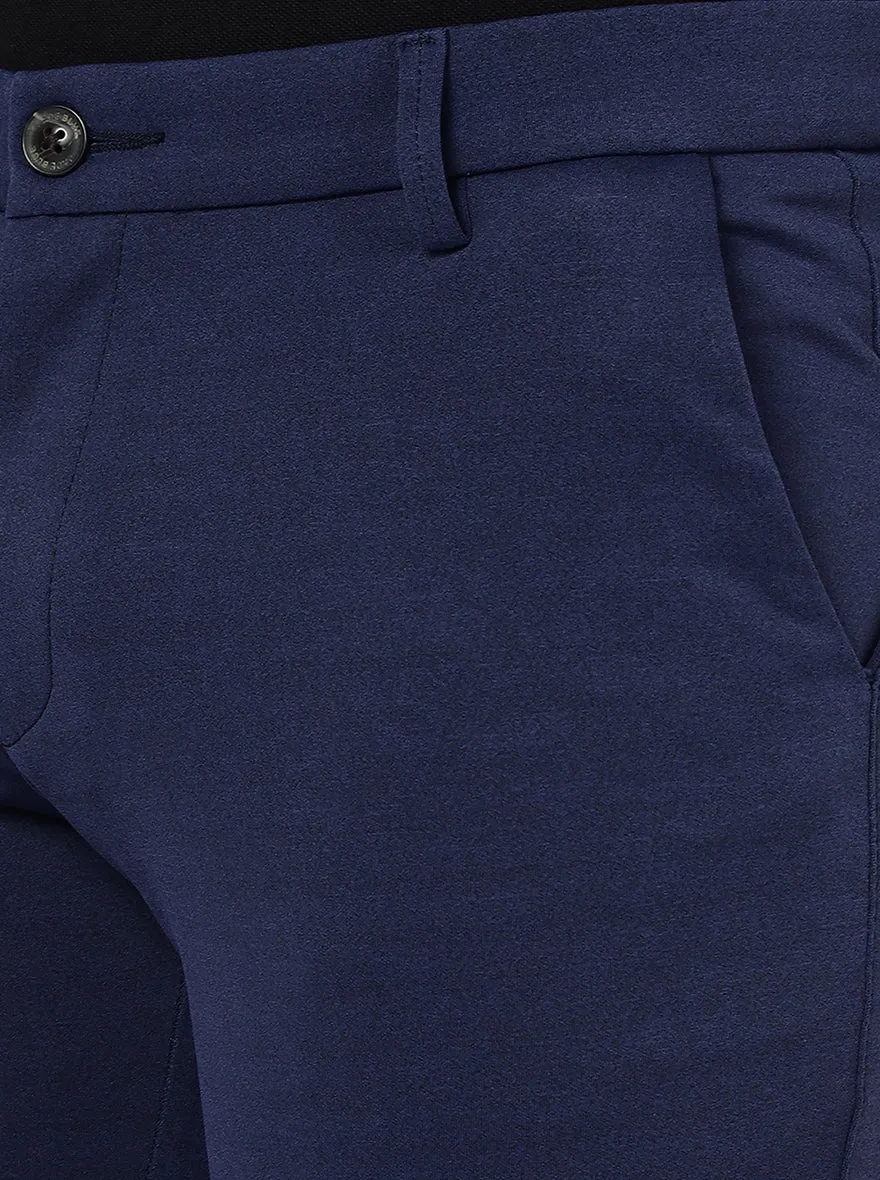 Navy Blue Solid Venice Fit Casual Trouser | JadeBlue