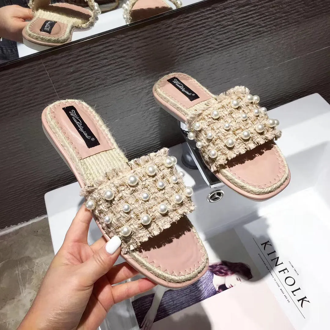 Pearl Embellishment Sandals