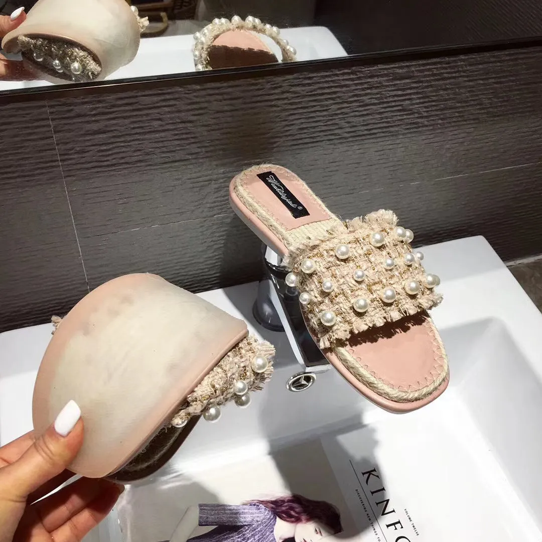 Pearl Embellishment Sandals