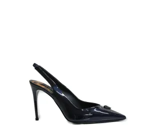 Philipp Plein Women's Black Patent Skull Slingback 901 90
