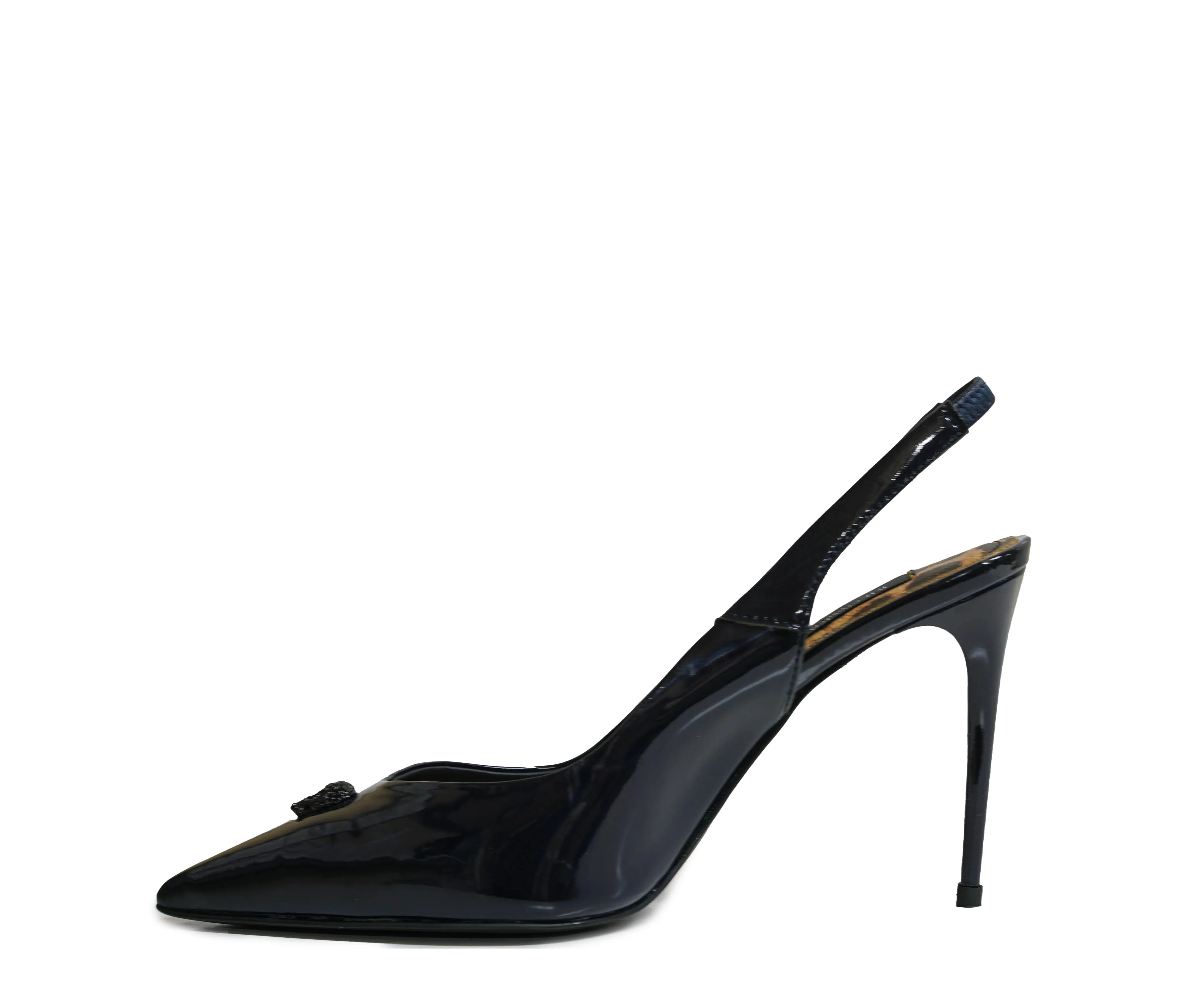 Philipp Plein Women's Black Patent Skull Slingback 901 90