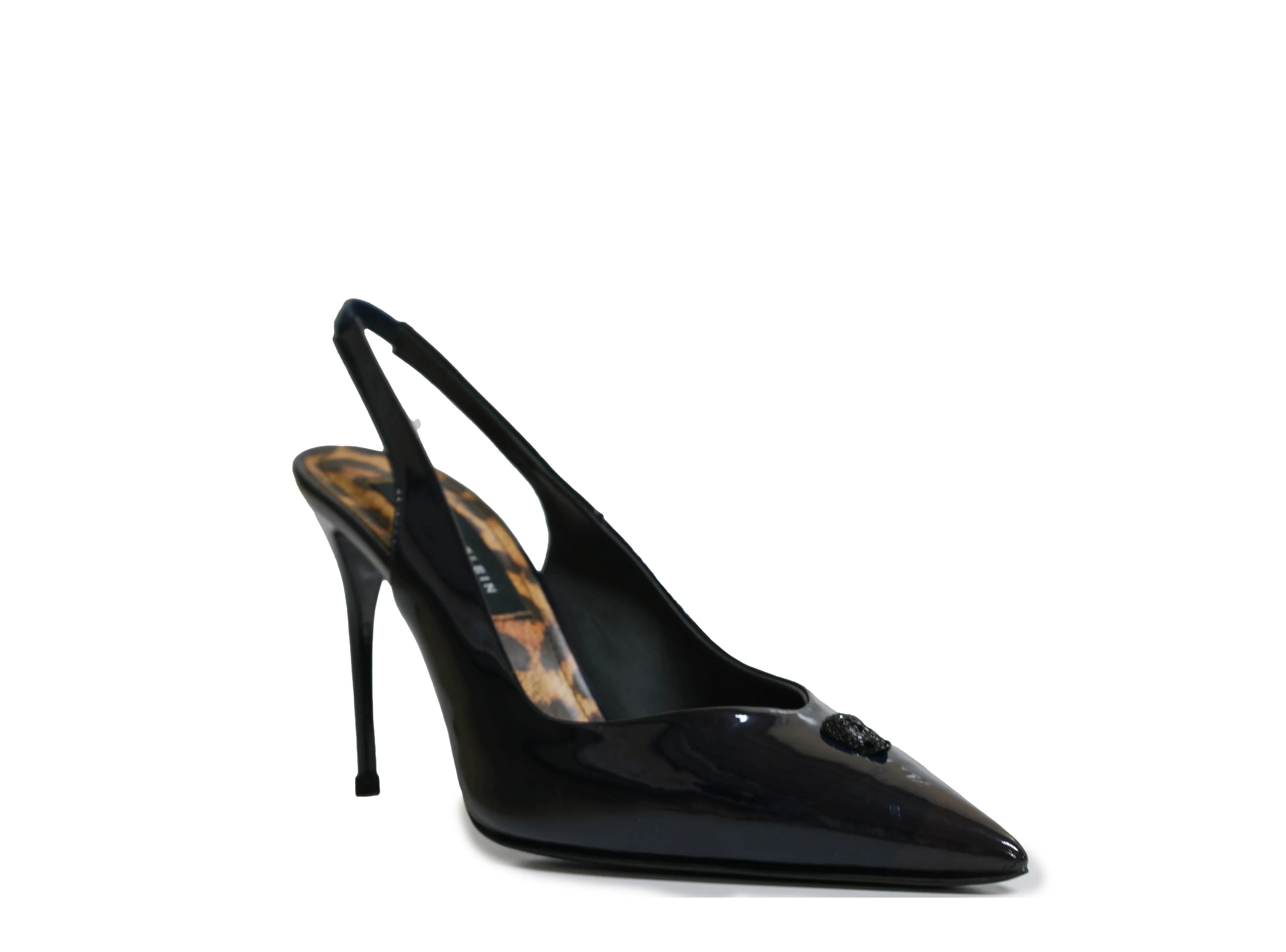 Philipp Plein Women's Black Patent Skull Slingback 901 90