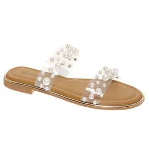 PIERRE DUMAS SENSE 2 CLEAR PEARL SLIDE ON SANDALS