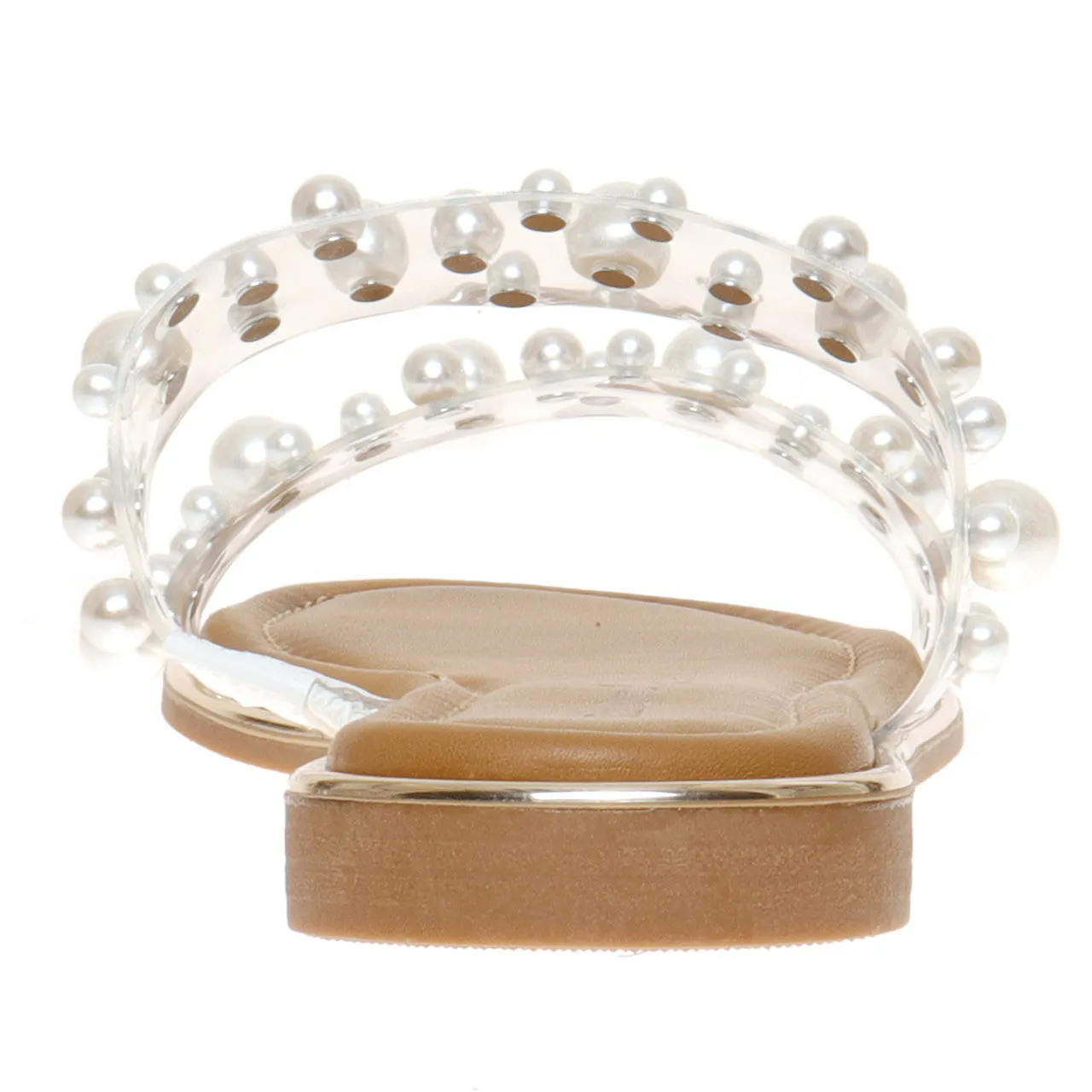 PIERRE DUMAS SENSE 2 CLEAR PEARL SLIDE ON SANDALS