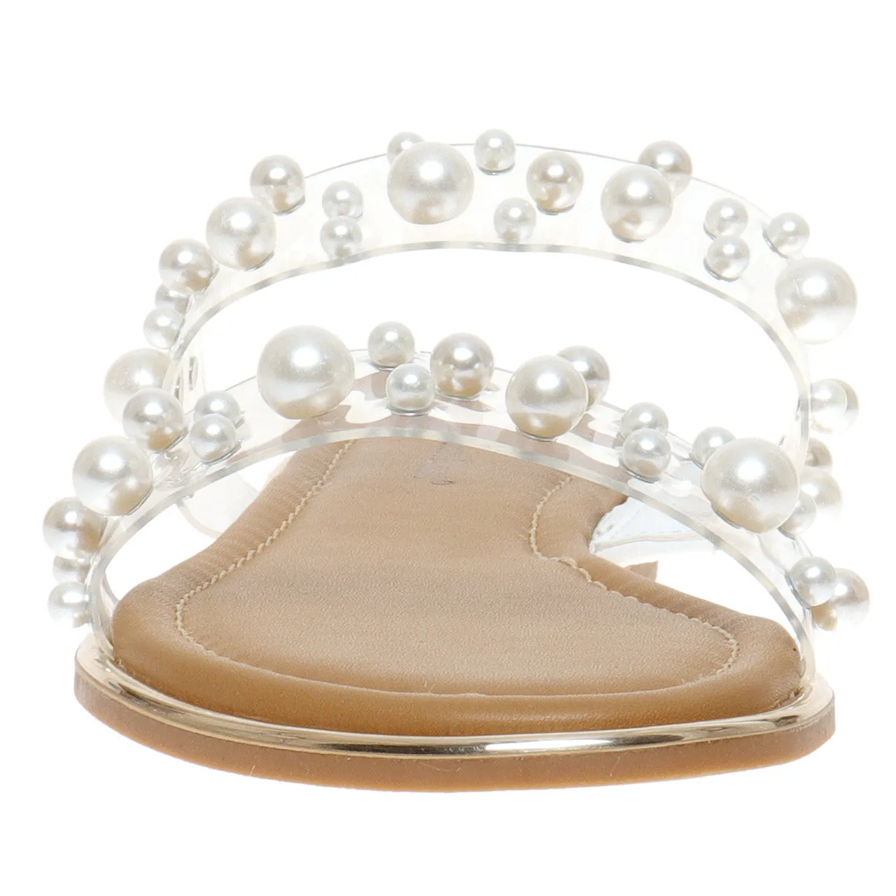 PIERRE DUMAS SENSE 2 CLEAR PEARL SLIDE ON SANDALS