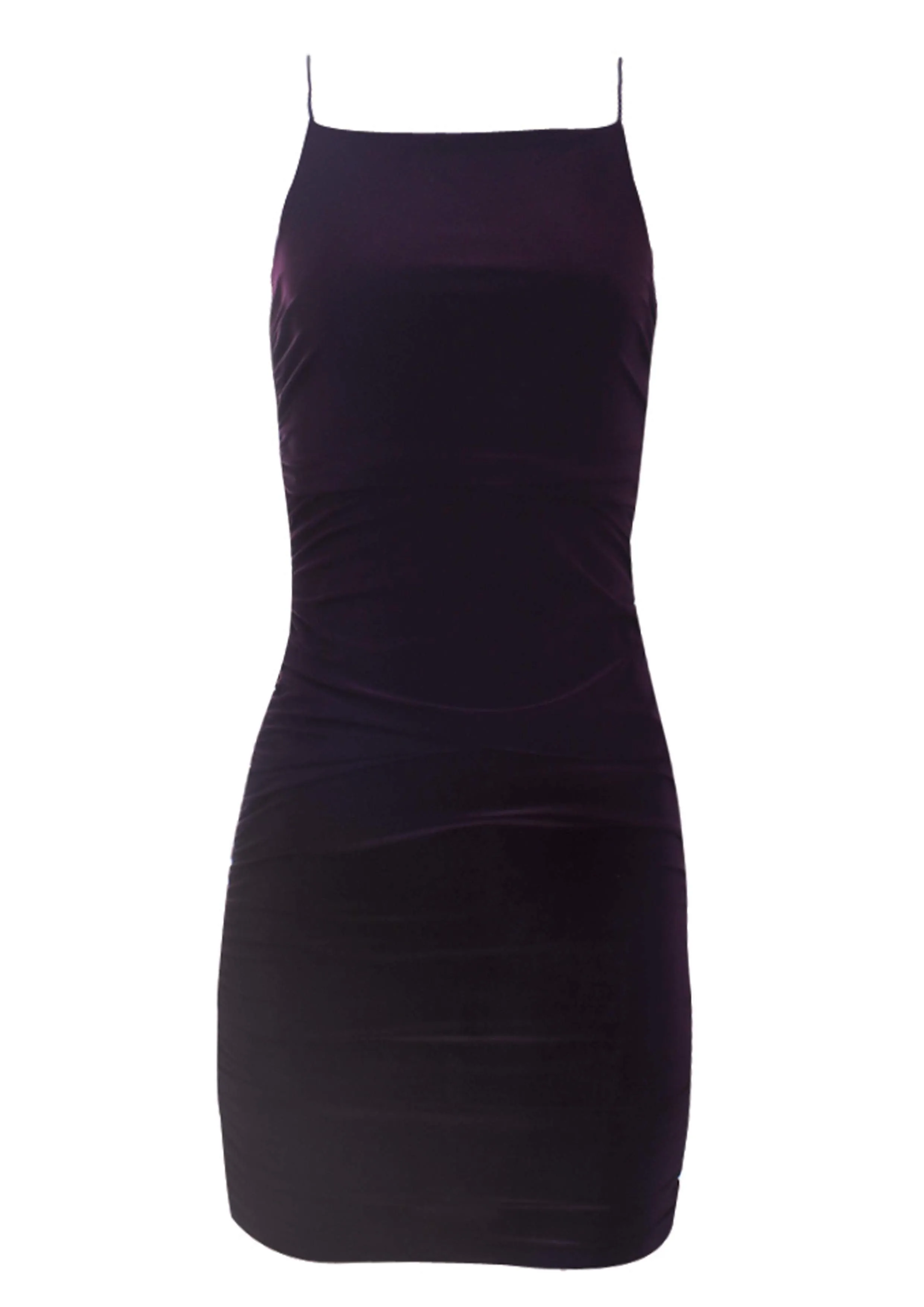 Plum Ruched Detail Halter Neck Dress