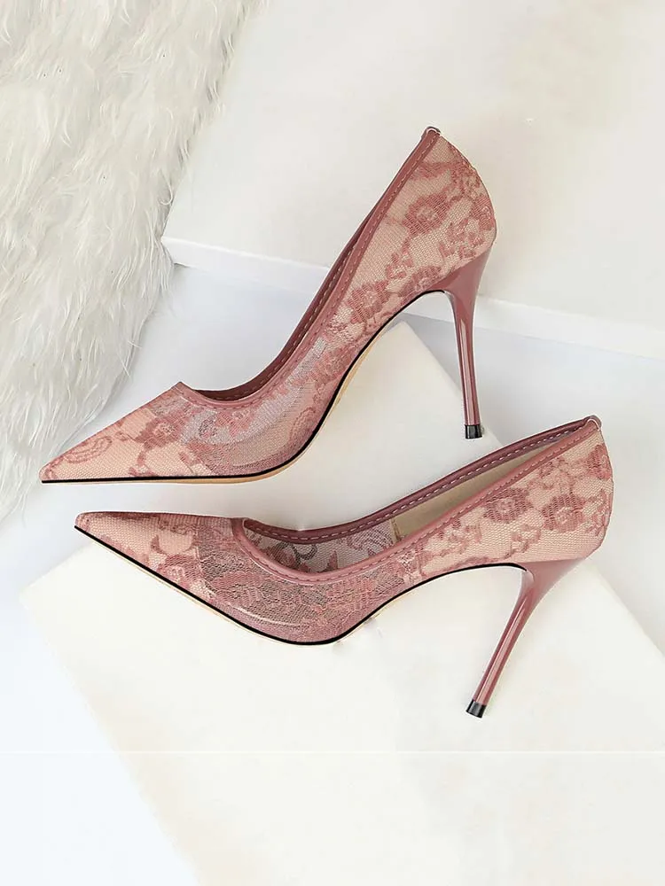 Pointed Toe Lace Heels